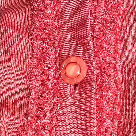 Misook Long Sleeve Embroidered Knit Button Up Cardigan Sweater Pink Plus Size 2X - Picture 6 of 8